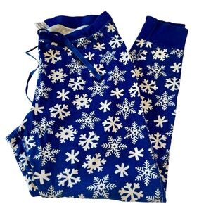 EUC - Hanna Andersson Long John Pajama Pant - Size Women’s Large, Blue Snowflake